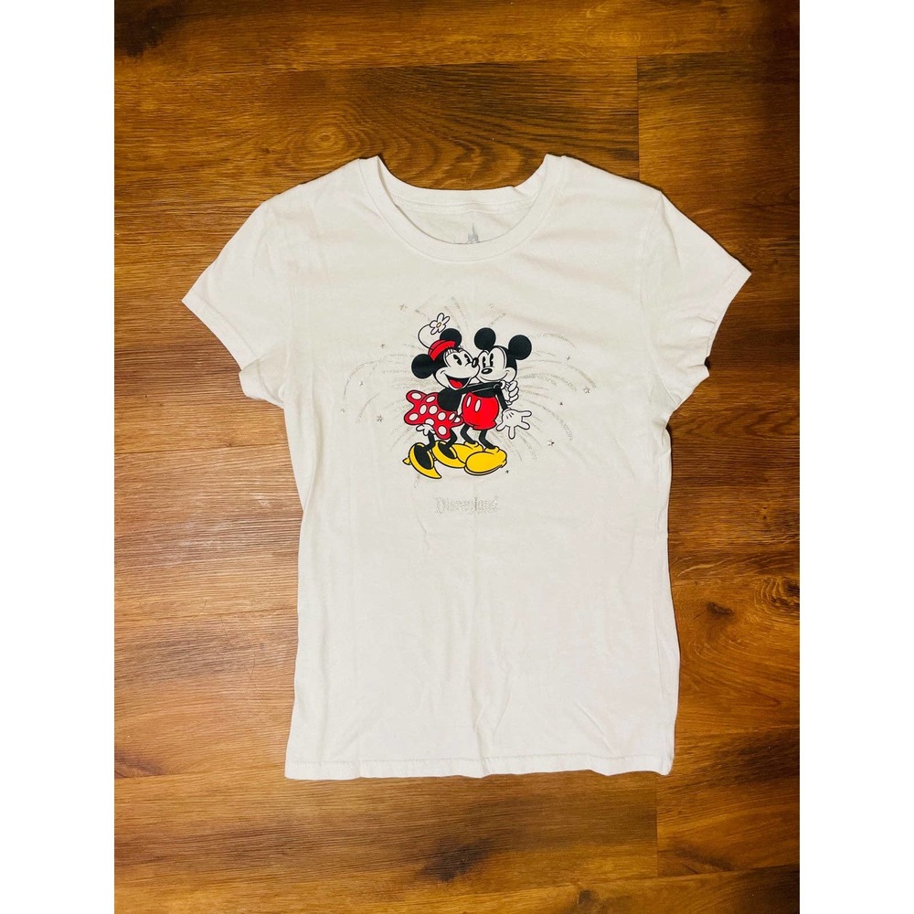 (M) Disney Parks Minnie & Mickey Mouse Top hugging short sleeve shirt